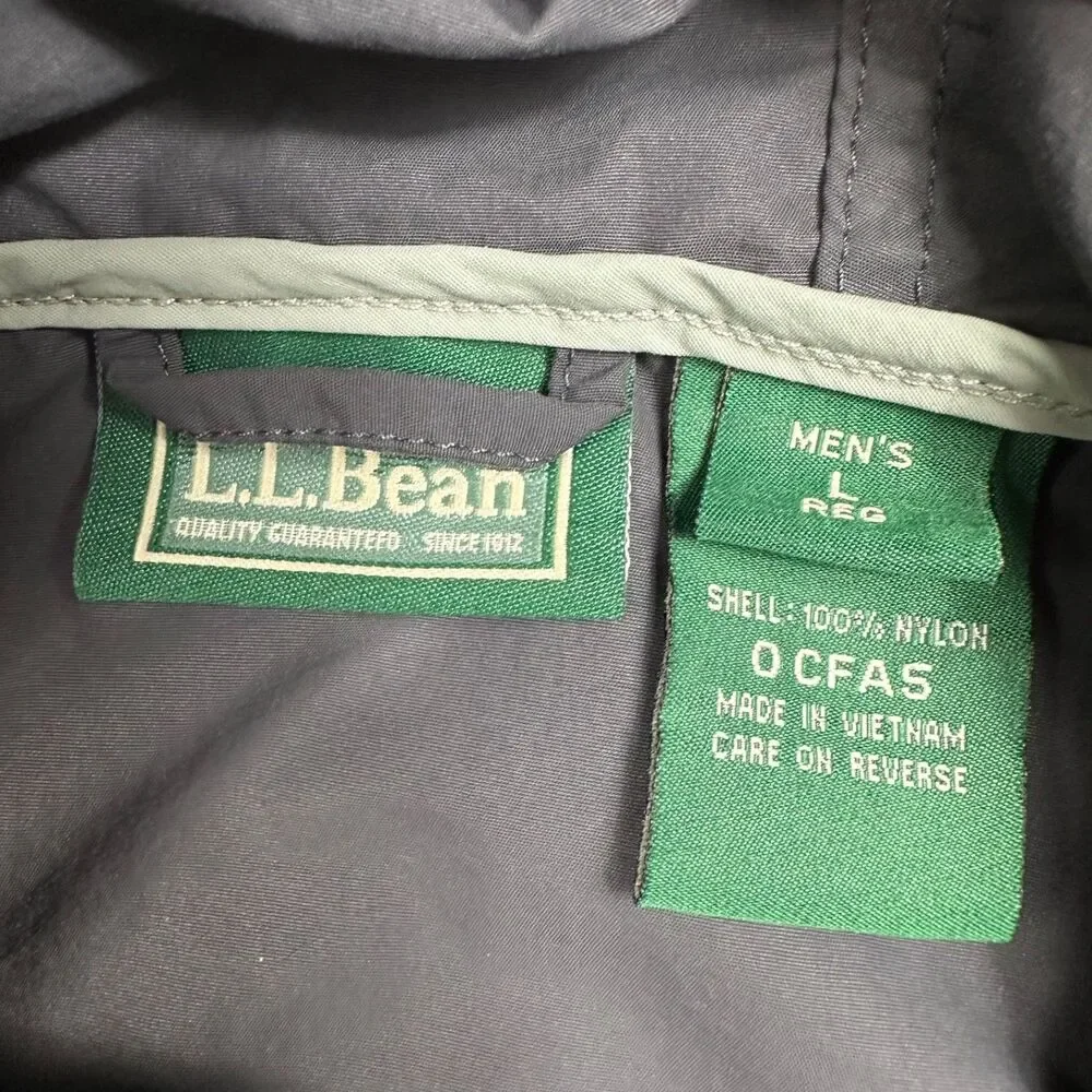 LL BEAN Mens L Tall Gray Anorak Half Zip Hooded Windbreaker Outdoor Gorpcore